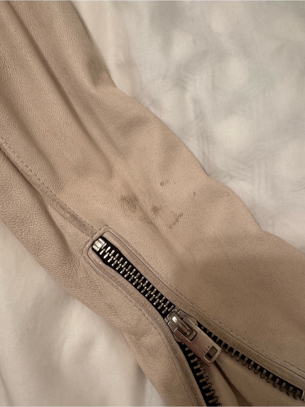 IRO Beige Leather Moto Jacket with Silver Hardware - Picture 3 of 4